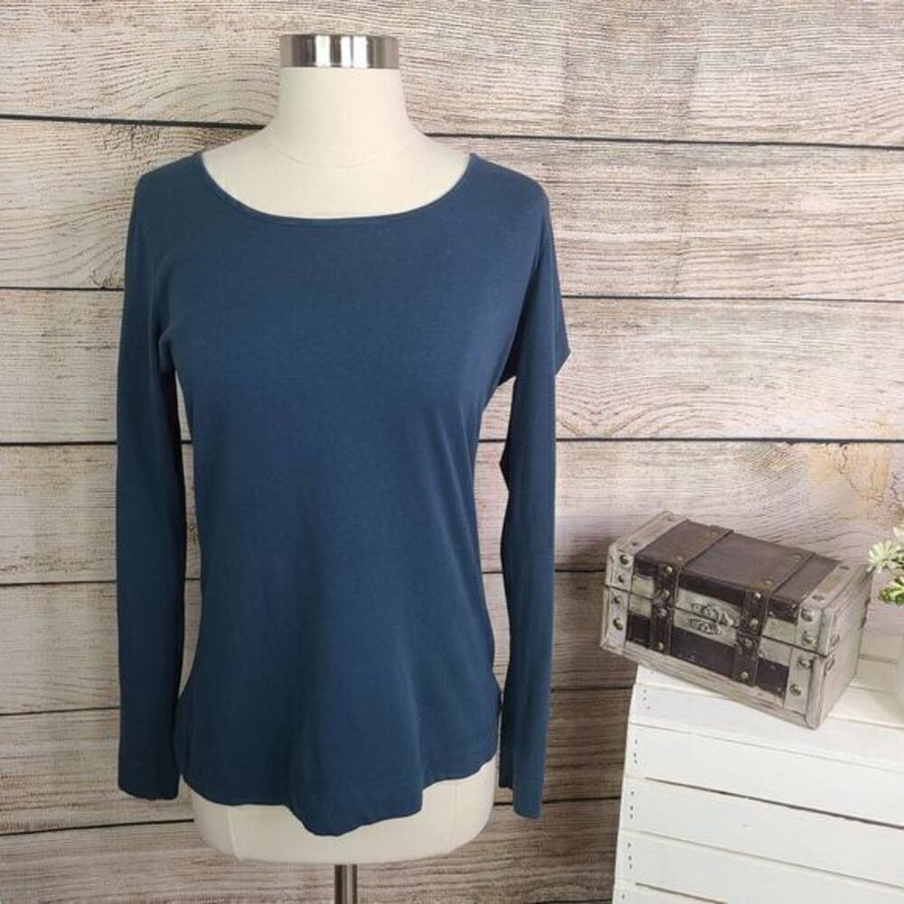 COS Crew Neck Teal Green Long Sleeve Top Small